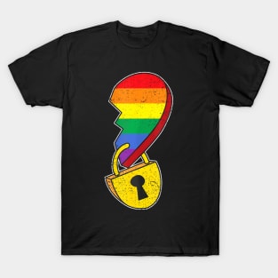 Matching Half Heart Gay Pride Lgbt Q Flag Couple Lock Love T-Shirt